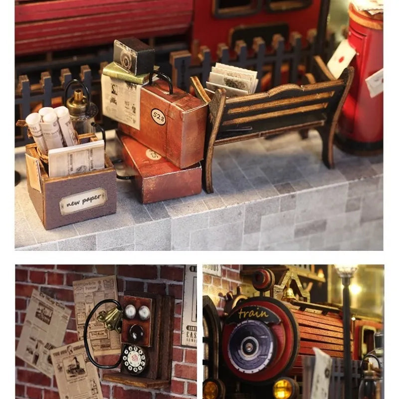 Fantasy Train Platform book nook kit β detail view 4