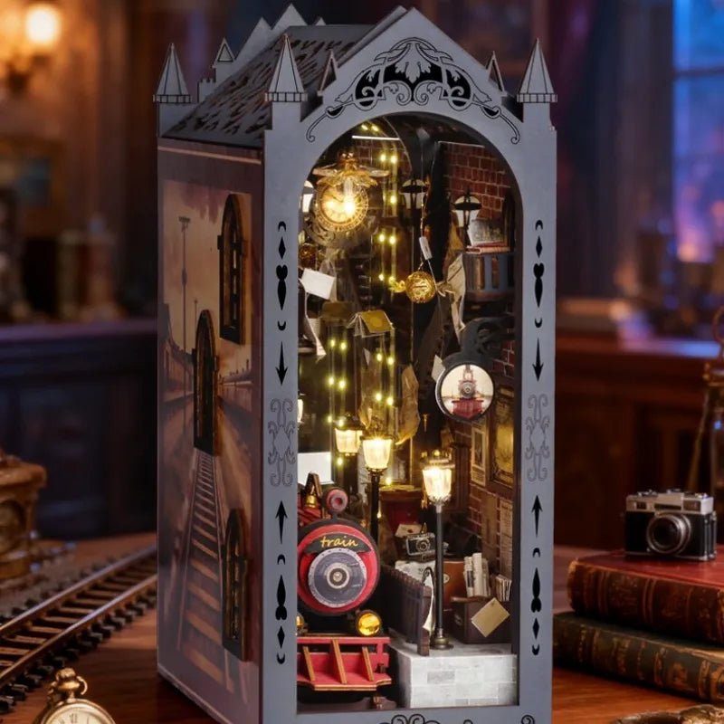 Fantasy Train Platform book nook kit β DIY steampunk station