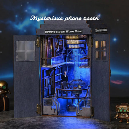 Mysterious Phone Booth book nook kit β DIY blue box diorama