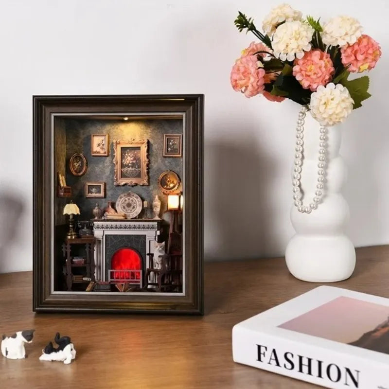 DIY 3D-Bilderrahmen Bausatz - Casa con Camino | Diorama in Miniatura
