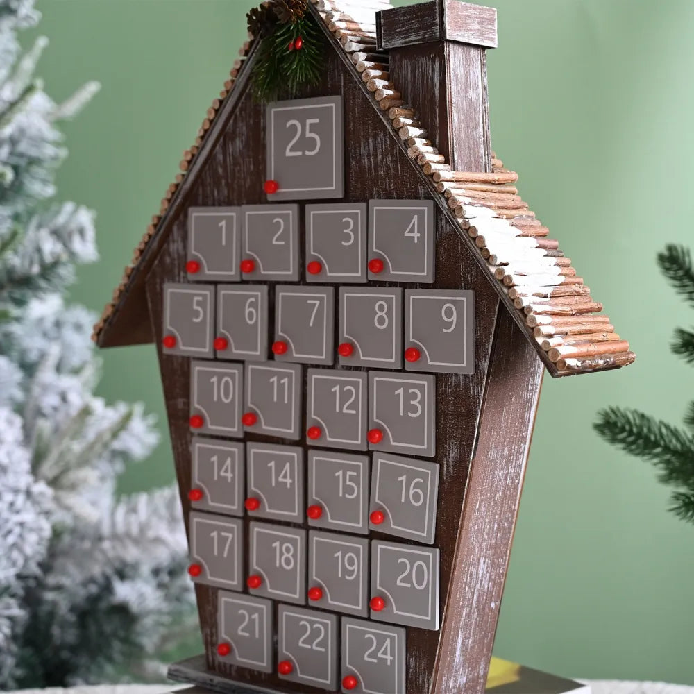 Calendario dell'Avvento Casa in Legno Grigia