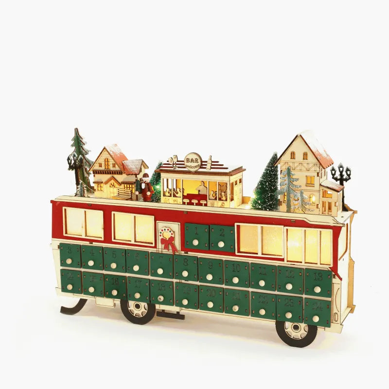 Calendario dell'Avvento Scena Autobus in Legno
