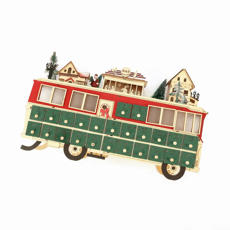 Calendario dell'Avvento Scena Autobus in Legno