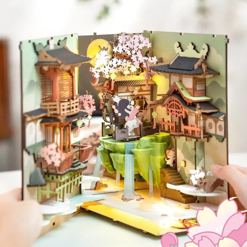 A cherry blossom scene with a warm glow
