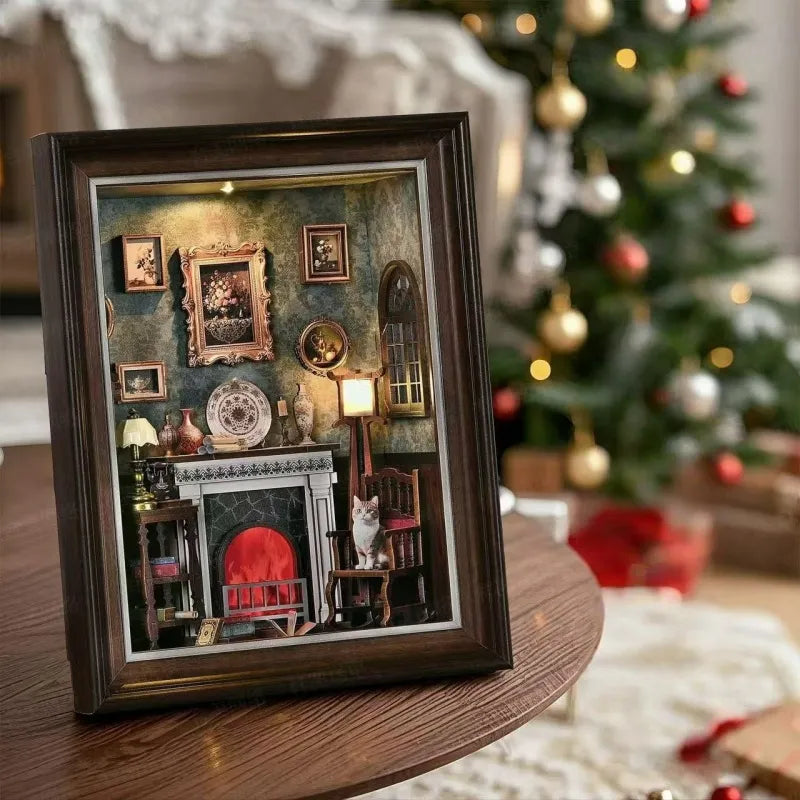 DIY 3D-Bilderrahmen Bausatz - Casa con Camino | Diorama in Miniatura
