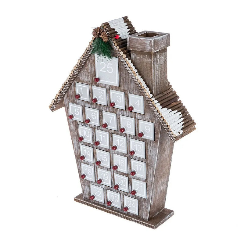 Calendario dell'Avvento Casa in Legno Grigia