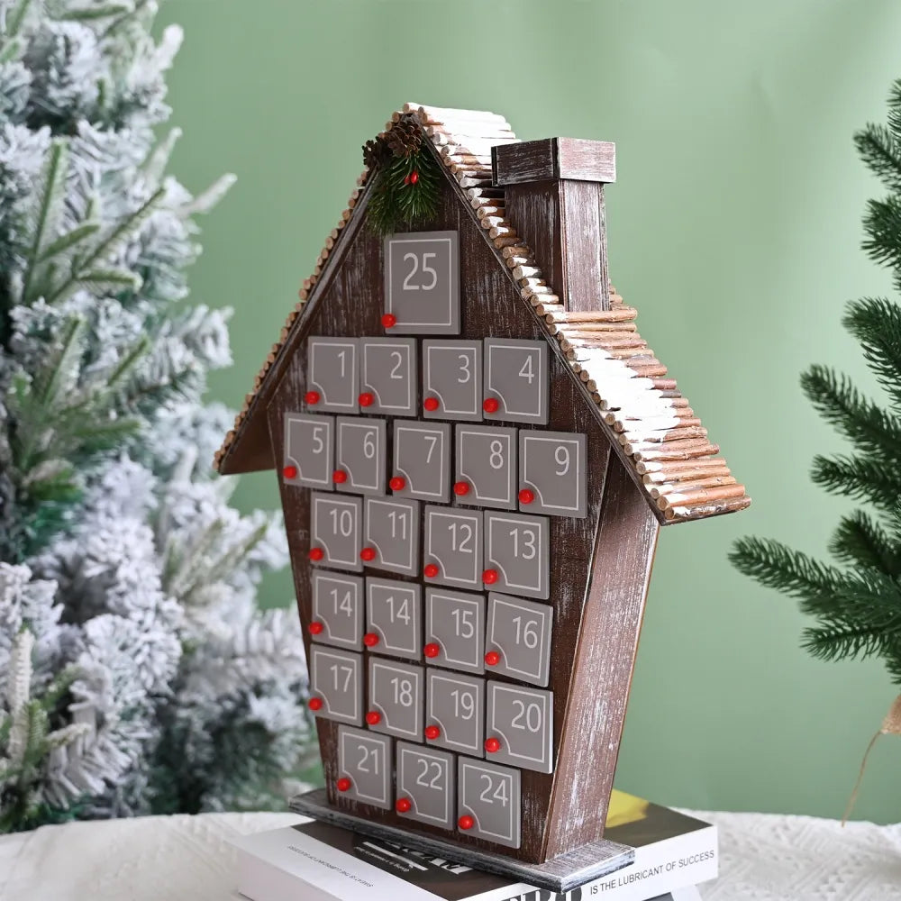 Calendario dell'Avvento Casa in Legno Grigia