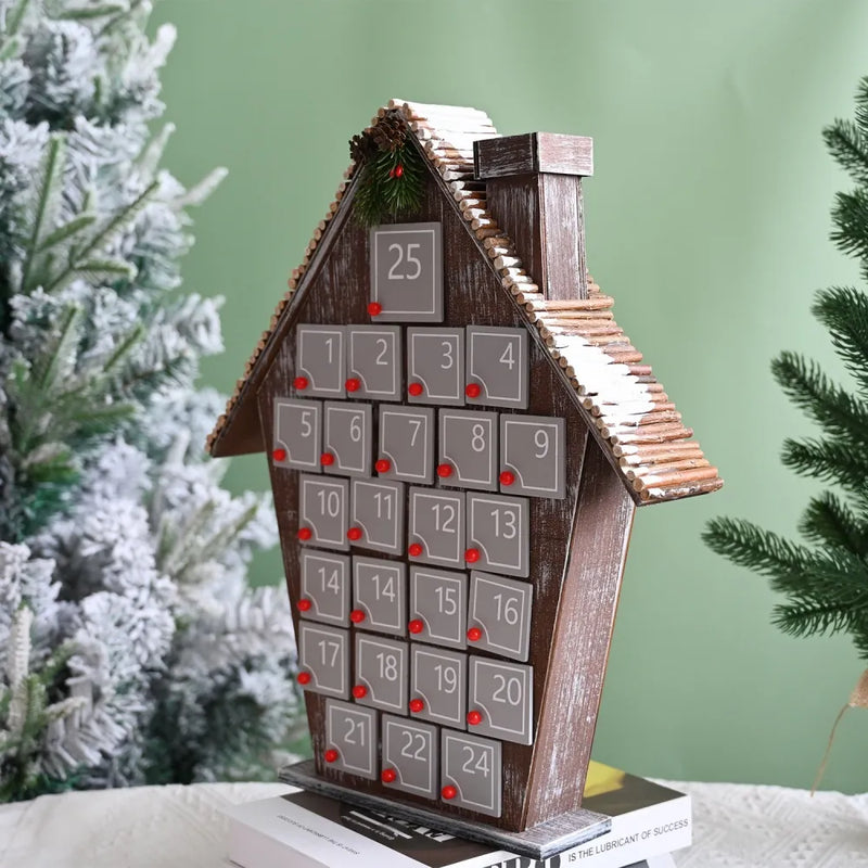 Calendario dell'Avvento Casa in Legno Grigia