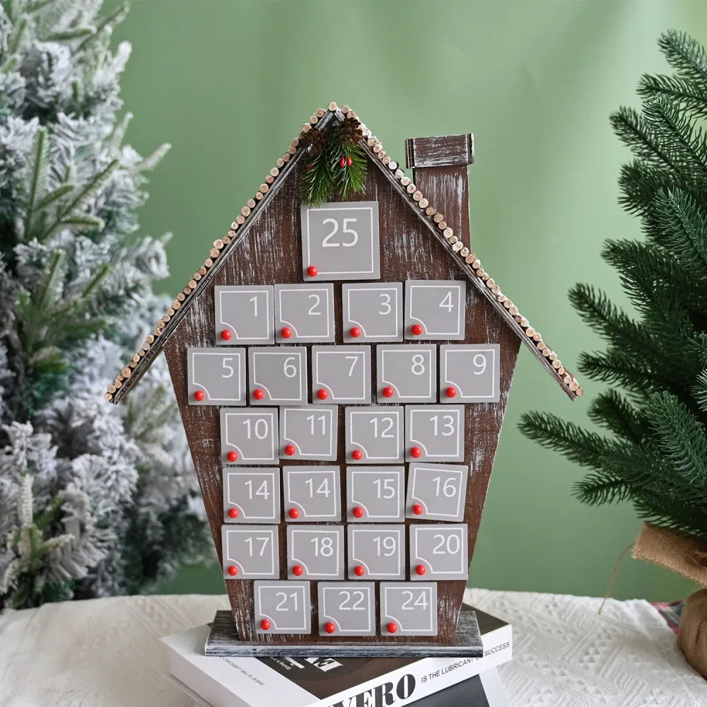 Calendario dell'Avvento Casa in Legno Grigia