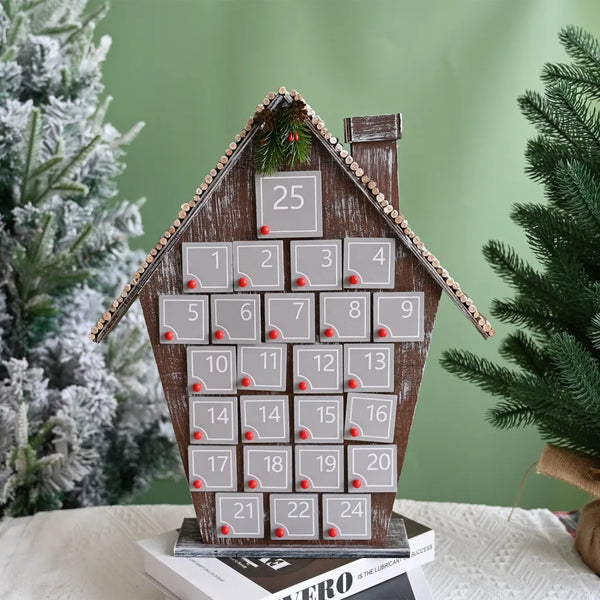 Calendario dell'Avvento Casa in Legno Grigia