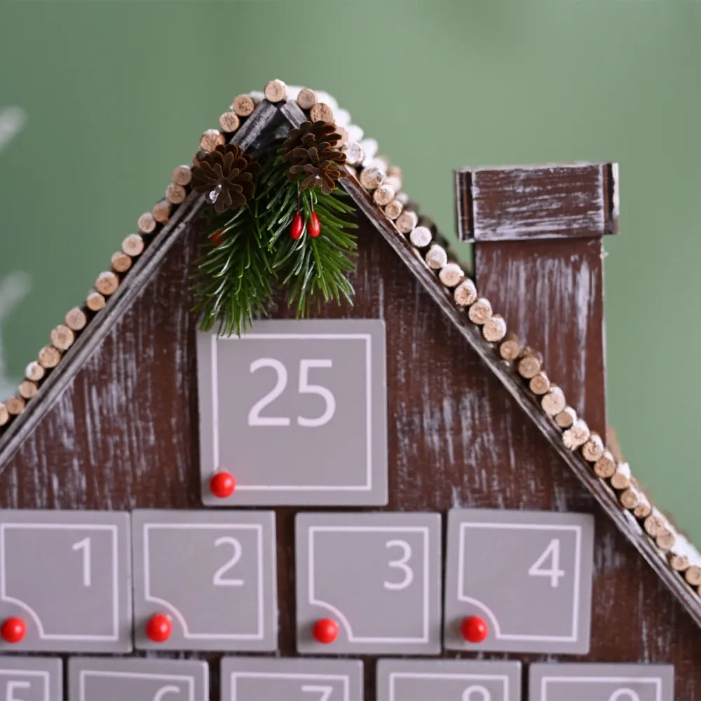 Calendario dell'Avvento Casa in Legno Grigia