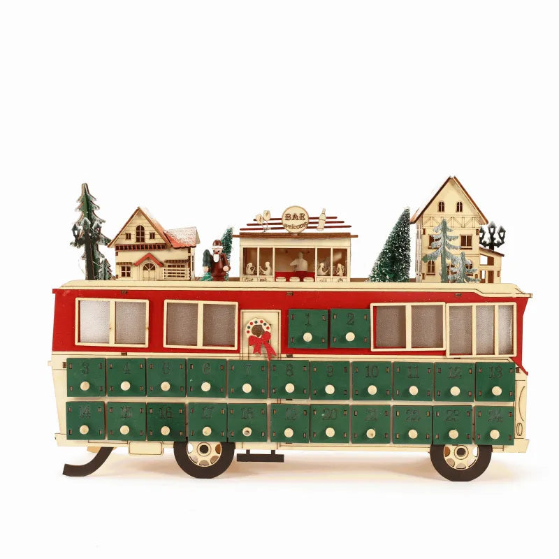 Calendario dell'Avvento Scena Autobus in Legno