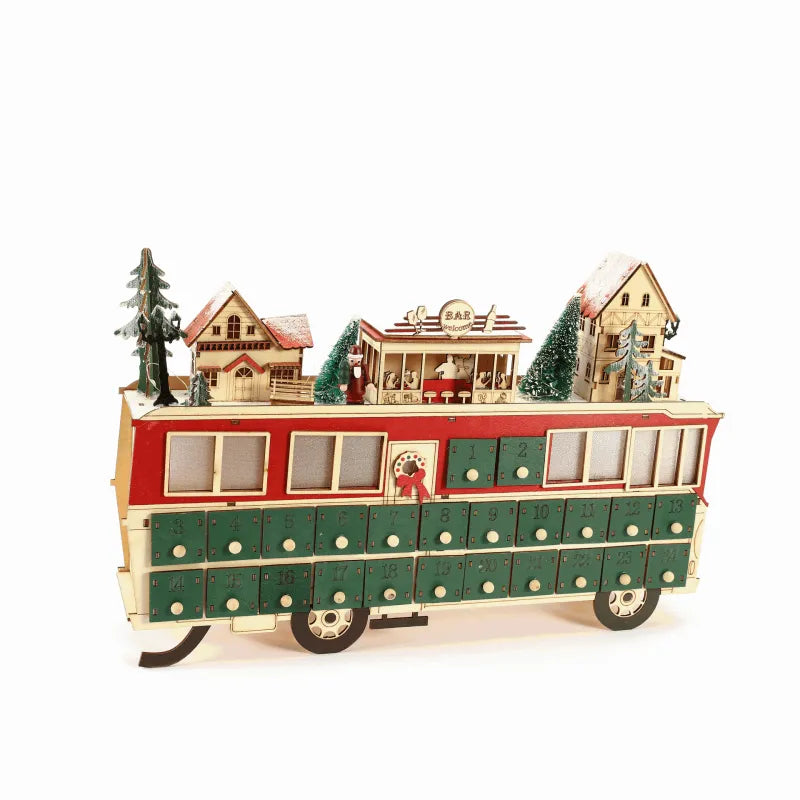 Calendario dell'Avvento Scena Autobus in Legno