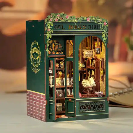 The Midnight Owl Bookstore book nook kit – DIY miniature London bookshop